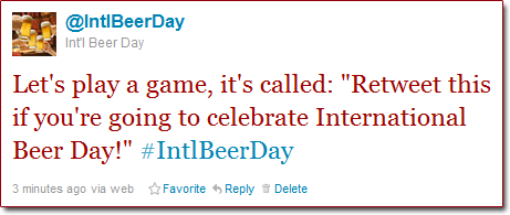 Retweet this if you're going to celebrate International Beer Day! #IntlBeerDay Retweet this if you're going to celebrate International Beer Day! #IntlBeerDay
